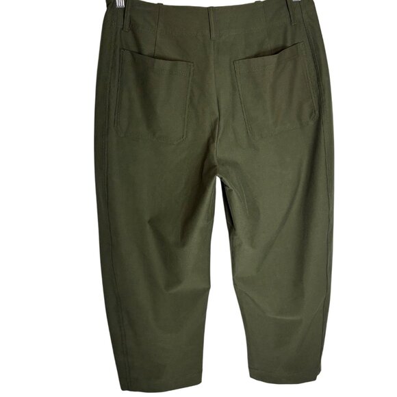 Athleta Skyline High Rise Barrel Leg Pant Aspen Olive-sz 14 Petite - Picture 9 of 12